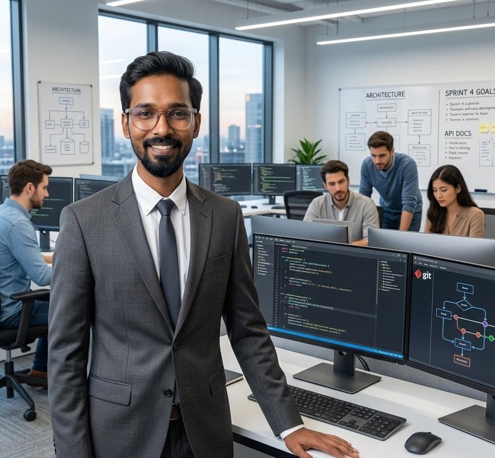 SamiTech developer team building software in a modern tech office